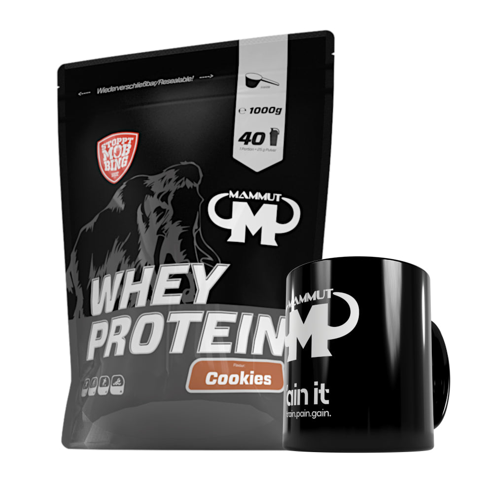 Whey Protein - Cookies - 1000 g Zipp-Beutel + Keramik Tasse
