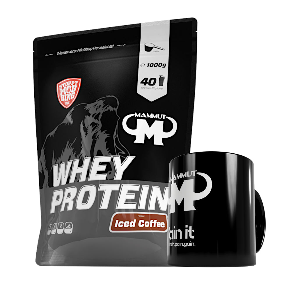 Whey Protein - Iced Coffee - 1000 g Zipp-Beutel + Keramik Tasse